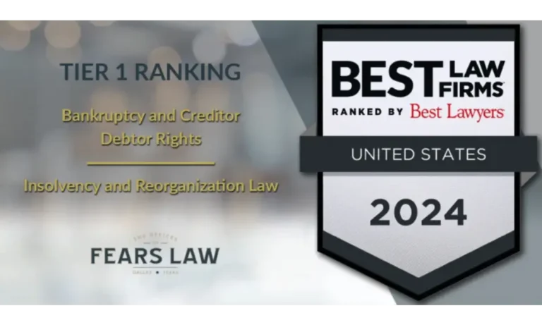 Fears Law Firm Earns Top Ranking for Bankruptcy Law by Best Law Firms in 2024 Guide
